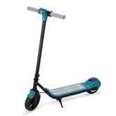 Huitich electric scooter for kids with teal and black design and LED lights on the deck